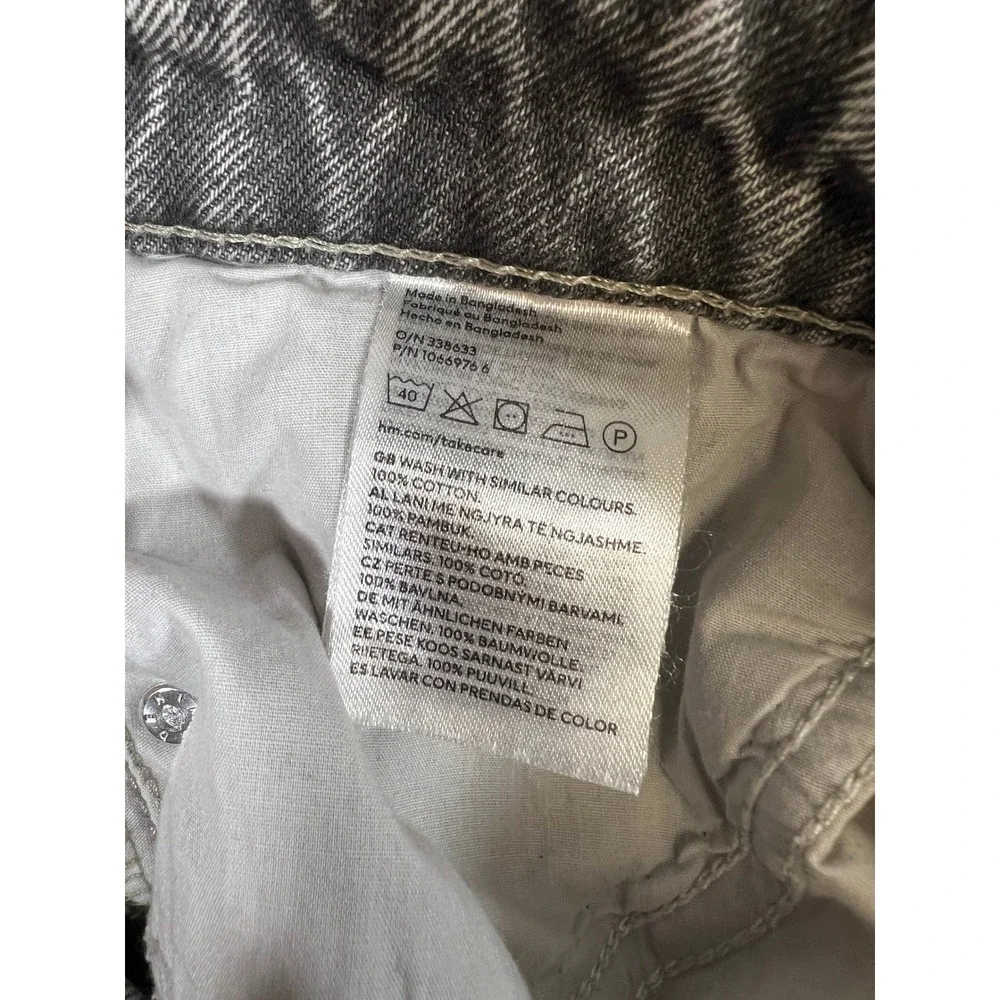 & Denim H&M 90s Straight Leg Ultra High Waist Jeans Size‎ 6 Gray Denim Acid Wash